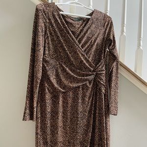 Ralph Lauren V Neck Snakeskin Dress